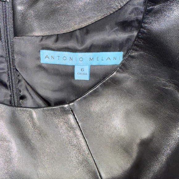 Black Leather Antonio Melani Dress - Size 6 - Picture 3 of 4